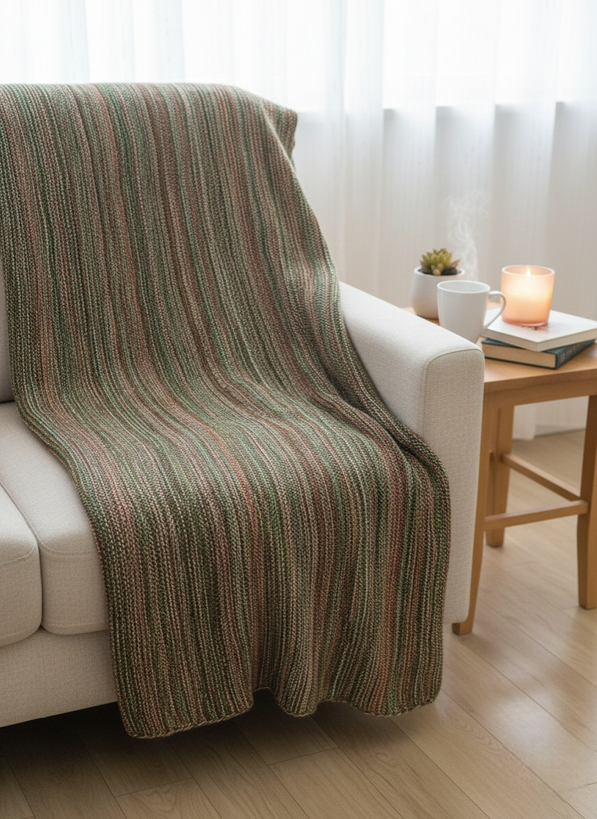 Textured Multi-Color Sofa Throw Blanket for Living Room