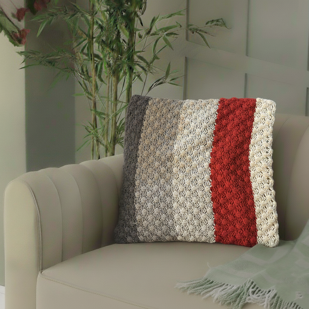 Neutral Striped Cushion Cover (21x21)