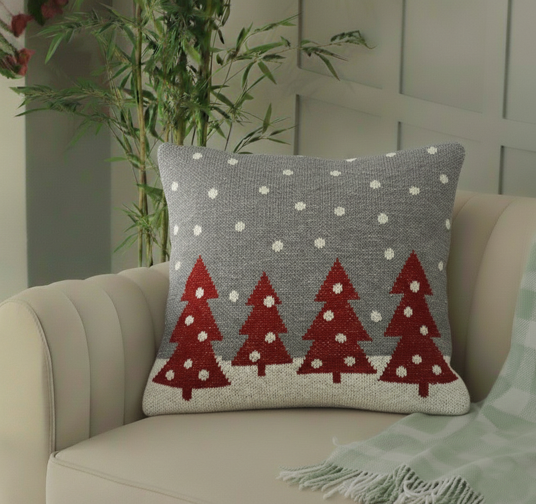 Grey Winter Tree Cushion Cover (21x21)