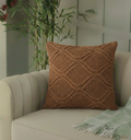Brown Textured Knitted Cushion Cover (16x16)
